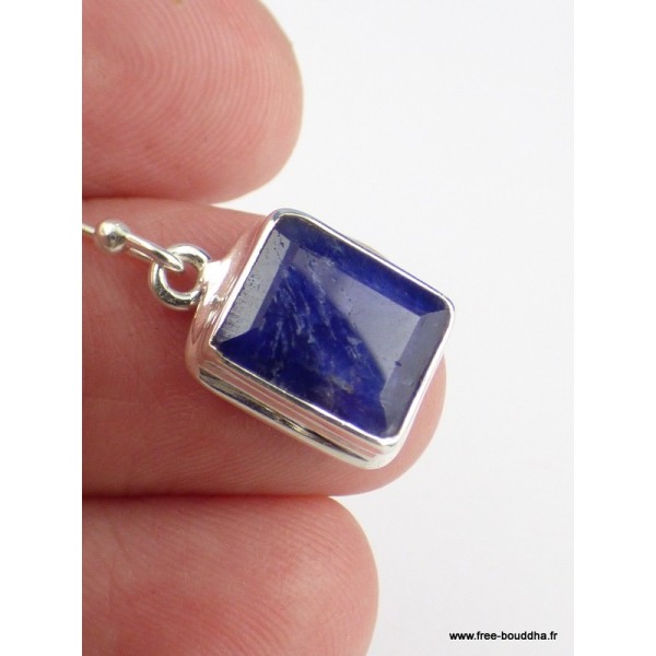 Boucles d'oreilles Saphir facetté Bijoux en saphir bleu PAC92