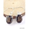 Boucles d'oreilles ovales Quartz fumé facetté Boucles d'oreilles en pierres PAC96.1