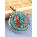 Pendentif tibétain Bouddha Ghau pierres fantaisie - Pendentifs tibétains bouddhistes