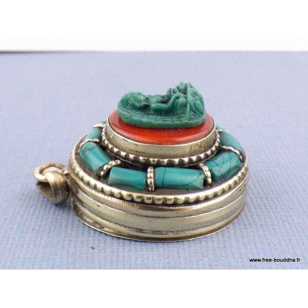 Pendentif tibétain Bouddha Ghau Bijoux tibetains bouddhistes REF63