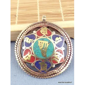 Pendentif bouddhiste Om kalachakra 2 faces - Pendentifs tibétains bouddhistes