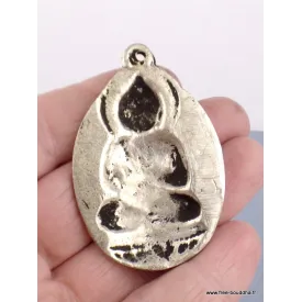 Pendentif tibétain Bouddha en métal blanc - Pendentifs tibétains bouddhistes