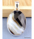 Pendentif oval Agate noire à bandes facettée Pendentifs pierres naturelles XV3