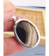 Pendentif oval Agate noire à bandes facettée Pendentifs pierres naturelles XV3