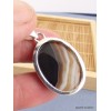 Pendentif oval Agate noire à bandes facettée Pendentifs pierres naturelles XV3