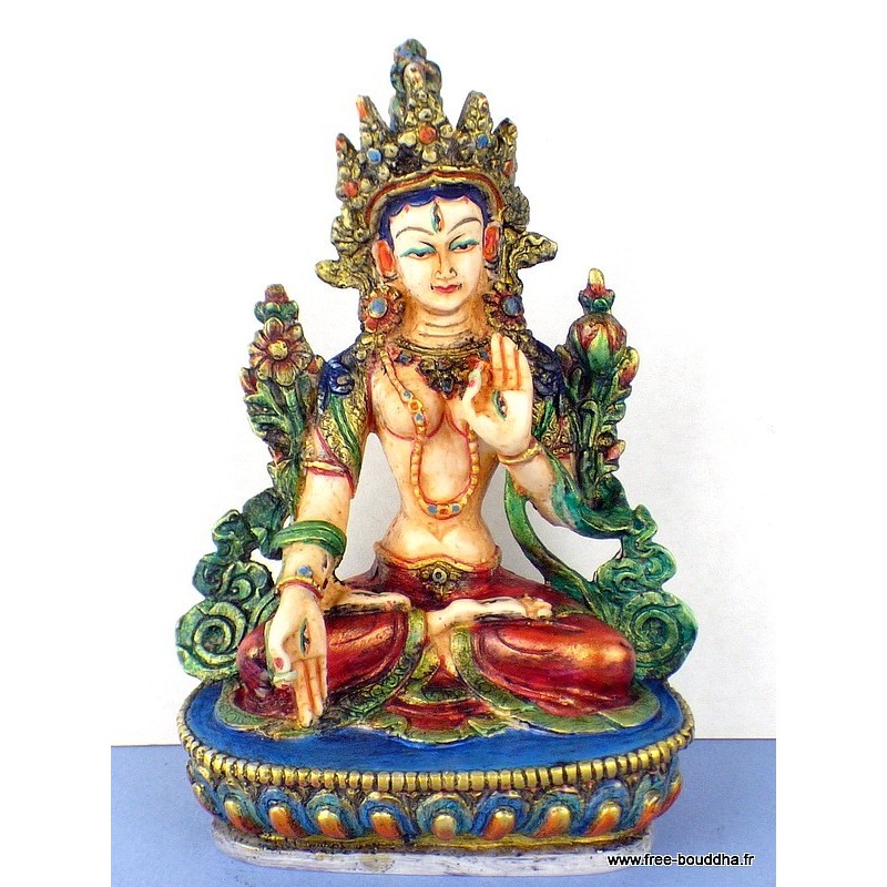 Statuette bouddhiste Tara Blanche peinte à la main Objets rituels bouddhistes STU6