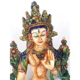 Statuette bouddhiste Tara Blanche peinte à la main - Artisanat Tibétain - Statuettes bouddhistes tibétaines artisanales