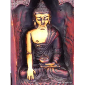 Statuette bouddhiste Autel temple bouddhiste Triptyque patine antique - Objets rituels bouddhistes