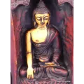 Statuette bouddhiste Autel temple bouddhiste Triptyque patine antique - Objets rituels bouddhistes