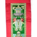 Tenture tibétaine bouddhiste Signes auspicieux rouge verte Tentures tibétaines Bouddha HQTEN3