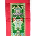 Tenture tibétaine bouddhiste Signes auspicieux rouge verte - Tentures bouddhistes