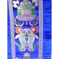 Tenture bouddhiste 8 signes de bon augure bleue - Tentures bouddhistes