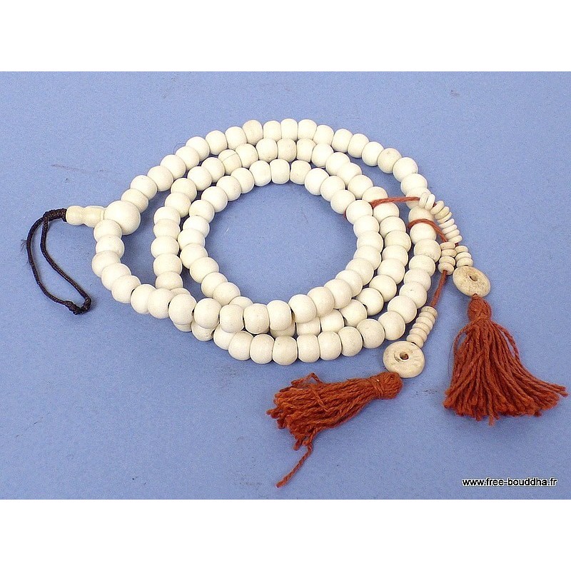 Mala tibétain 108 perles en os de buffle avec compteurs Mala tibétain 108 perles AA125