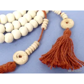 Mala tibétain 108 perles en os de buffle avec compteurs - Mala tibétain 108 perles