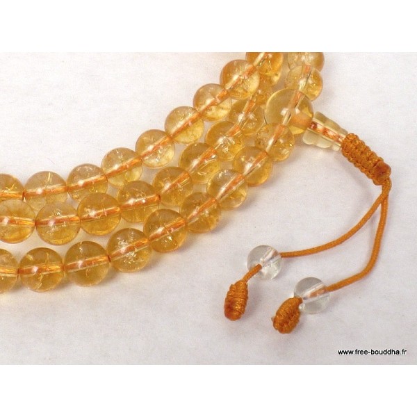 Mala tibétain 108 perles de Citrine Mala tibétain 108 perles AA125.3