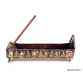 Porte encens tibétain orné de signes auspicieux - Porte-encens tibétains