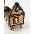 Porte encens tibétain orné de signes auspicieux - Porte-encens tibétains