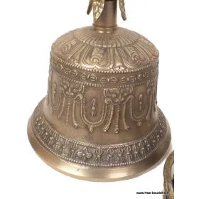 Cloche tibétaine et dorjé bouddhiste en bronze 22 cm - Cloche tibétaine et dorjé tibétain