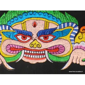 Tenture tibétaine Mahakala noire brodée - Tentures bouddhistes