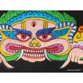 Tenture tibétaine Mahakala noire brodée Tentures tibétaines Bouddha MAHAK7