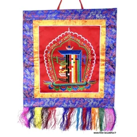 Tenture tibétaine bouddhiste Kalachakra rouge - Tentures bouddhistes