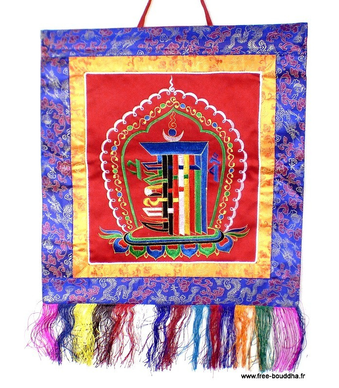Tenture tibétaine bouddhiste Kalachakra rouge Objets rituels bouddhistes KALA1.2