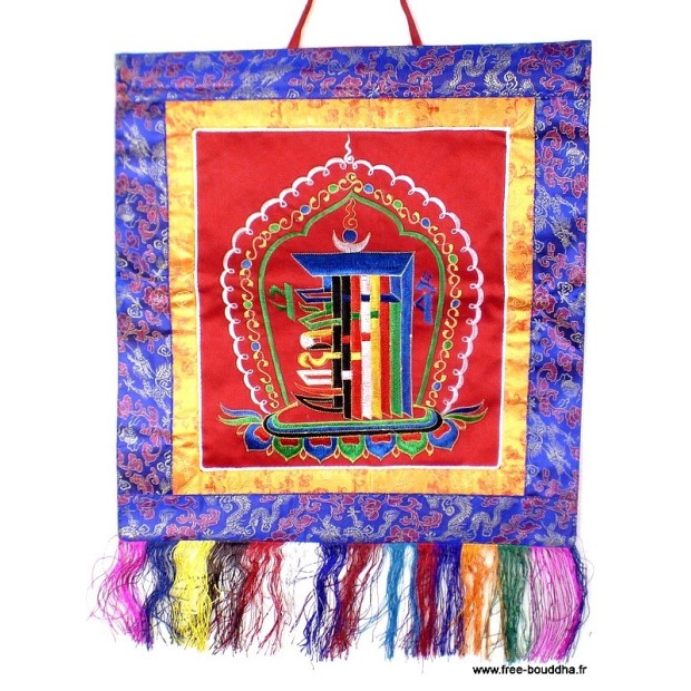 Tenture tibétaine bouddhiste Kalachakra rouge Objets rituels bouddhistes KALA1.2