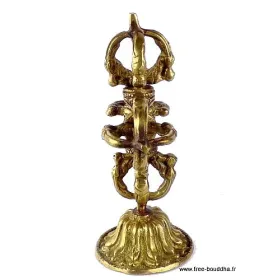 Double dorjé tibetain vajra bouddhiste sur socle - Dordjé, double dorjé (sans cloche)