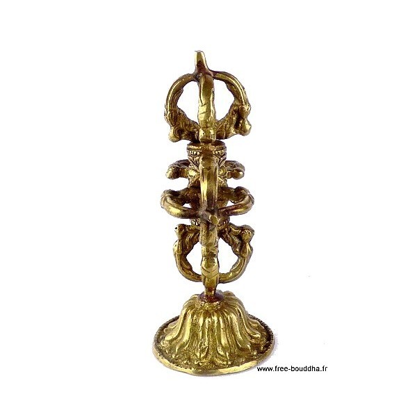 Double dorjé vajra bouddhiste sur socle Cloches et dorjé tibétains ref12.3
