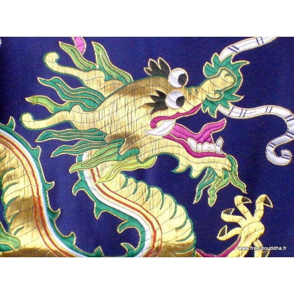 Tenture murale Dragons en soie épaisse brodée Tentures tibétaines Bouddha TENDRA1