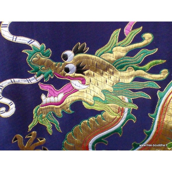 Tenture murale Dragons en soie épaisse brodée Tentures tibétaines Bouddha TENDRA1