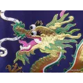 Tenture murale Dragons en soie épaisse brodée - Tentures bouddhistes