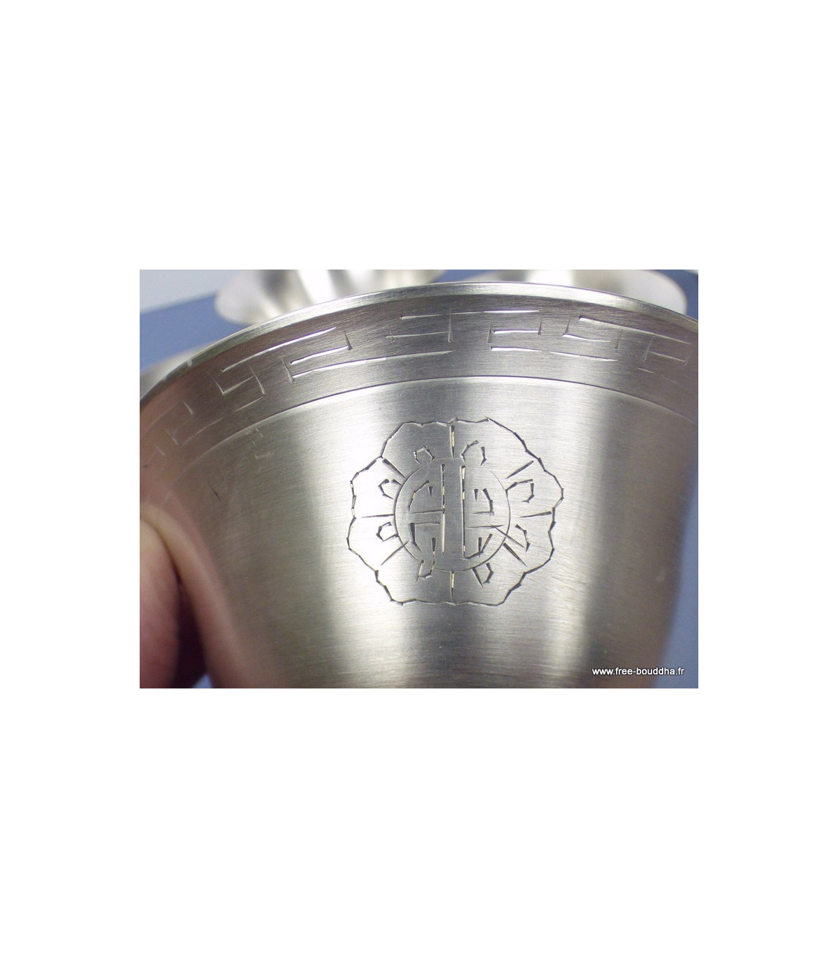 Gatuida Bol Offrande Bouddhiste Style Chinois Argent Ancien Résistant