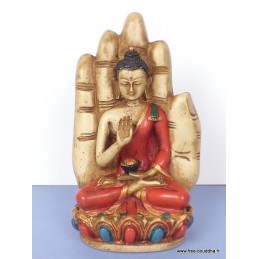 Statuette Bouddha posé sur main coloré Statuettes Bouddhistes ref SDM1