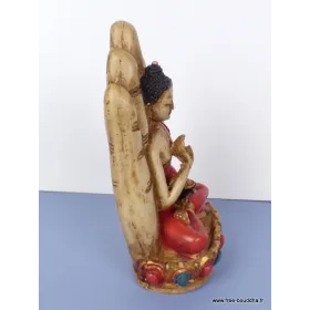 Statuette bouddhiste tibétaine Bouddha posé sur main coloré - Statuettes bouddhistes tibétaines artisanales