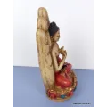 Statuette bouddhiste tibétaine Bouddha posé sur main coloré - Statuettes bouddhistes tibétaines artisanales