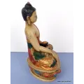 Statue tibétaine Bouddha Ratnasambhava main au sol - Statuettes bouddhistes tibétaines artisanales