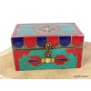 Boîte à bijoux en bois sertie de pierres Décoration tibétaine BAT6.5