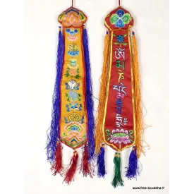 Amulette tibétaine porte-bonheur, mantra de Chenrezi - Tentures bouddhistes
