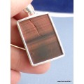 Pendentif en Oeil de Tigre rouge brut rectangulaire Pendentifs pierres naturelles XV15