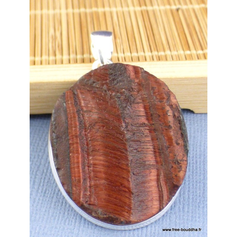 Pendentif en Oeil de Tigre rouge brut oval Pendentifs pierres naturelles XV15.1