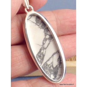 Pendentif Howlite blanche forme allongée Pendentifs pierres naturelles XV20.1