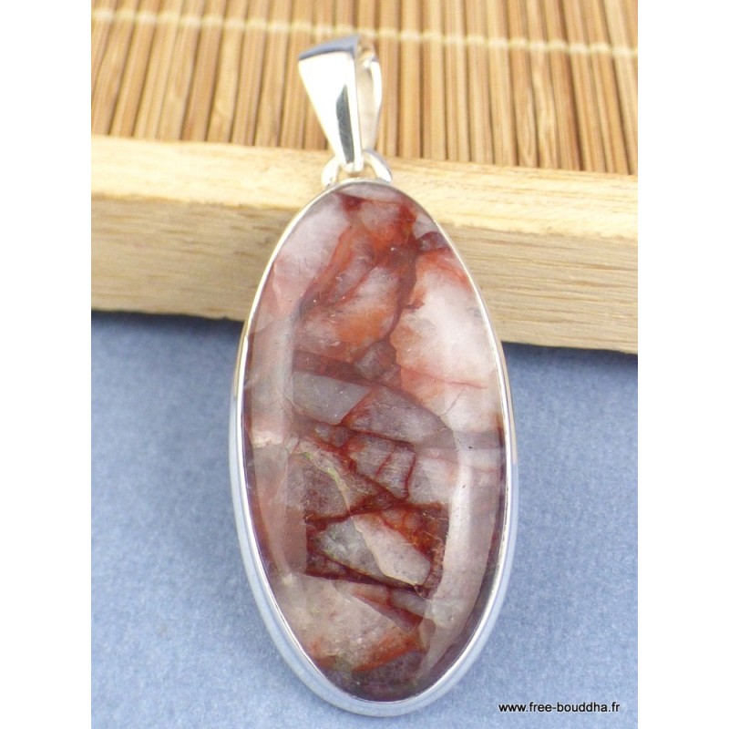 Pendentif Quartz Hématoïde oval Pendentifs pierres naturelles XV22.2