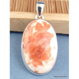 Pendentif Scolecite Orange forme ovale Pendentifs pierres naturelles XV37