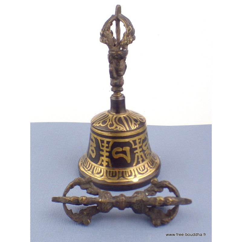 Cloche et dorjé tibétain en bronze 13 cm Cloches et dorjé tibétains CD125.1