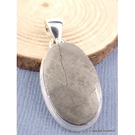 Pendentif argent Météorite Muoniolalusta oval - Pendentifs pierres naturelles