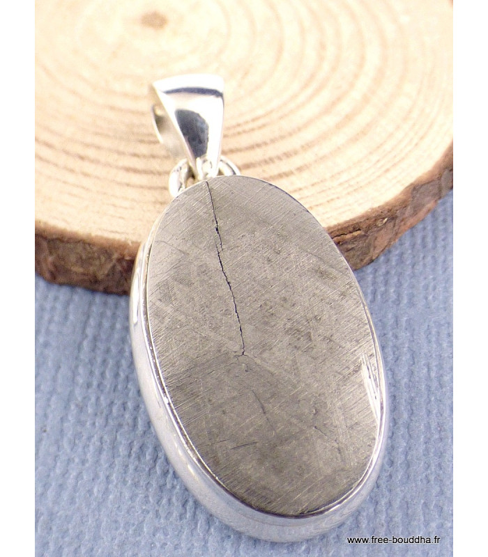 Pendentif argent Météorite Muoniolalusta oval Pendentifs pierres naturelles XV44