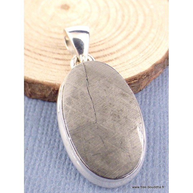 Pendentif argent Météorite Muoniolalusta oval Pendentifs pierres naturelles XV44