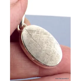 Pendentif argent Météorite Muoniolalusta oval - Pendentifs pierres naturelles