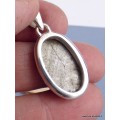 Pendentif argent Météorite Muoniolalusta oval Pendentifs pierres naturelles XV44